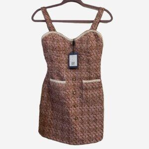 Womens Tweed Style Mini Dress Set With Blazer Multi Tweed Mini Set Size Small/2